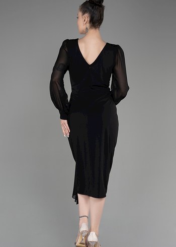 Şifon uzun kul midi boy elbise - Görsel 2