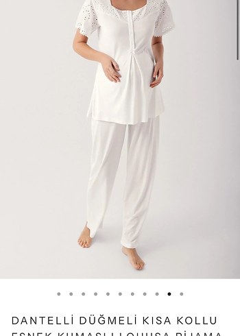 Beyaz Uzun Kollu Hamile Pijama Takımı - Görsel 6