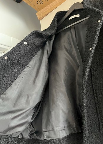 Düğmeli Siyah Midi Kadın Yün Ceket - Görsel 3