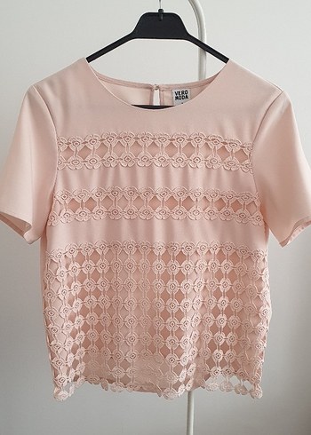 Vero Moda Pudra Pembe Dantel Bluz