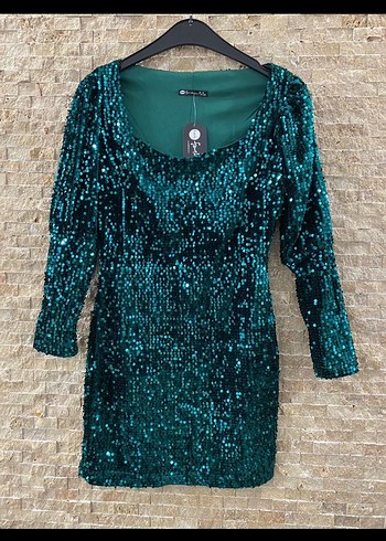 Zara Payetli Mini Abiye Elbise