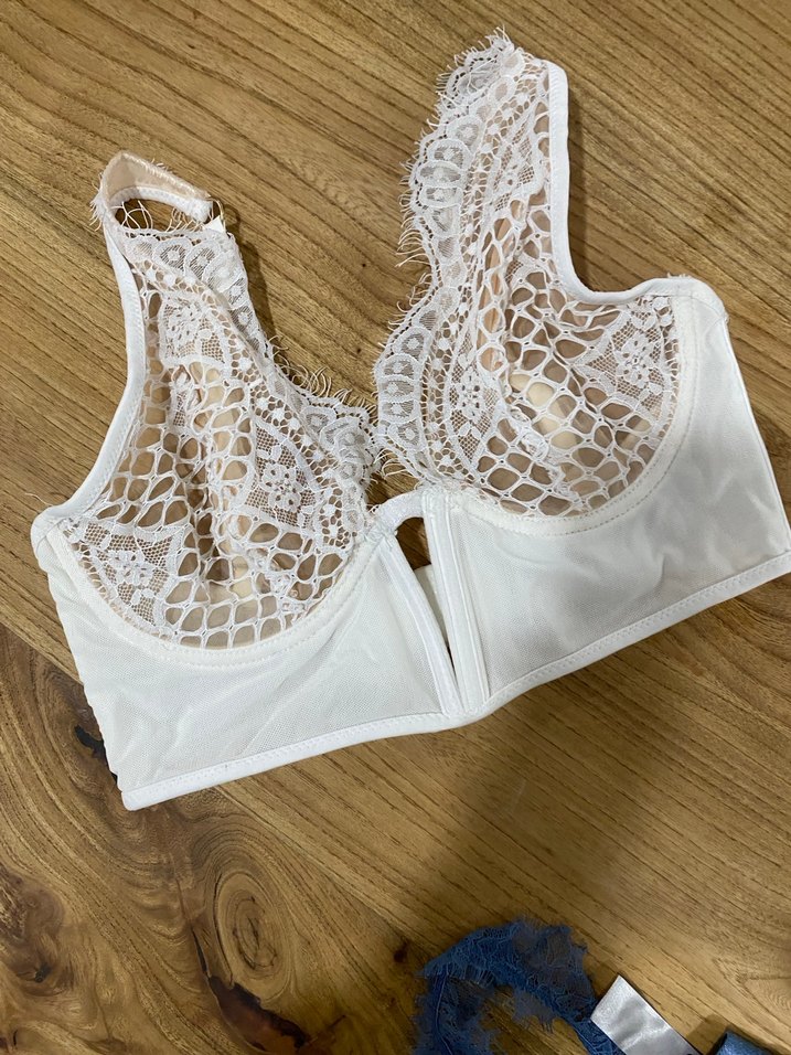 İşlemeli Beyaz Bohem Bra - Görsel 4