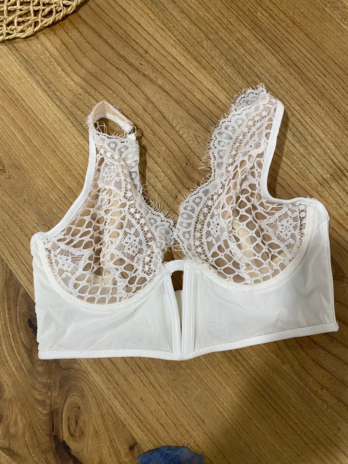 İşlemeli Beyaz Bohem Bra - Görsel 2