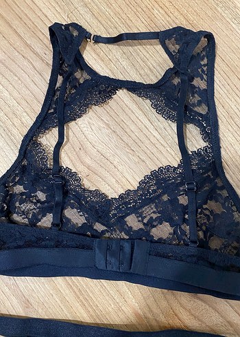 Siyah Gotik Dantelli Mini büstiyer takım - Görsel 2
