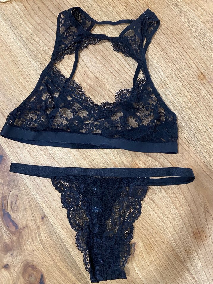 Siyah  Gotik Dantelli Mini büstiyer takım - Görsel 5