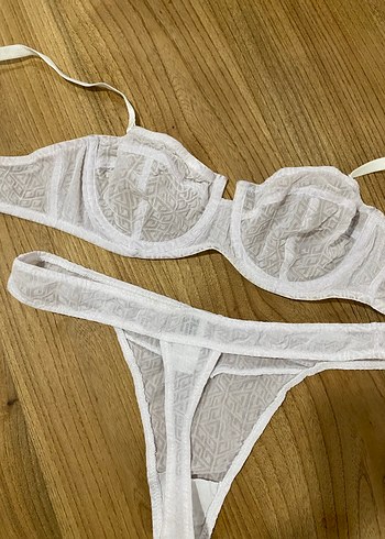 Beyaz Bohem Minimalist Sütyen ve Külot Takımı - Görsel 6