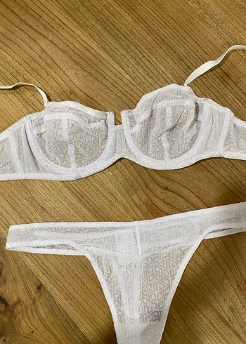 Beyaz Bohem Minimalist Sütyen ve Külot Takımı - Görsel 5