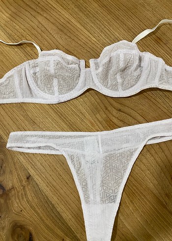 Beyaz Bohem Minimalist Sütyen ve Külot Takımı - Görsel 2