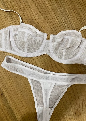 Beyaz Bohem Minimalist Sütyen ve Külot Takımı - Görsel 8