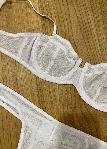 Beyaz Bohem Minimalist Sütyen ve Külot Takımı - Görsel 4