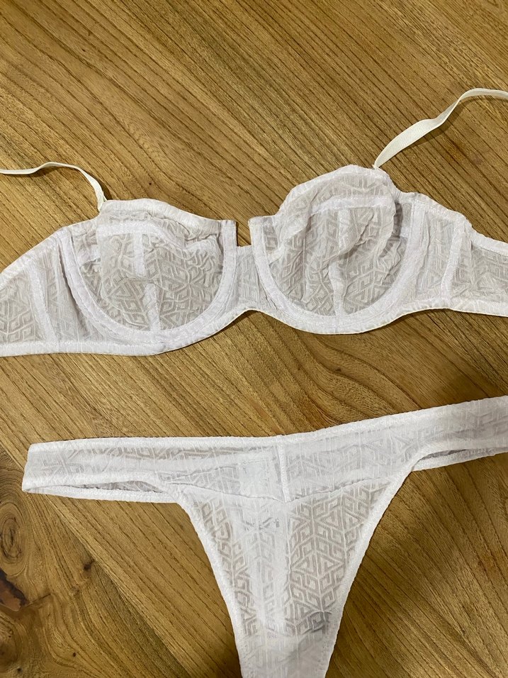 Beyaz Bohem Minimalist Sütyen ve Külot Takımı - Görsel 5