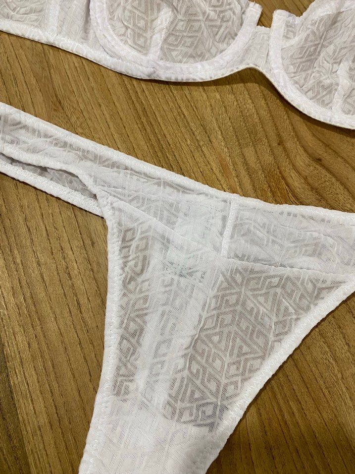 Beyaz Bohem Minimalist Sütyen ve Külot Takımı - Görsel 3