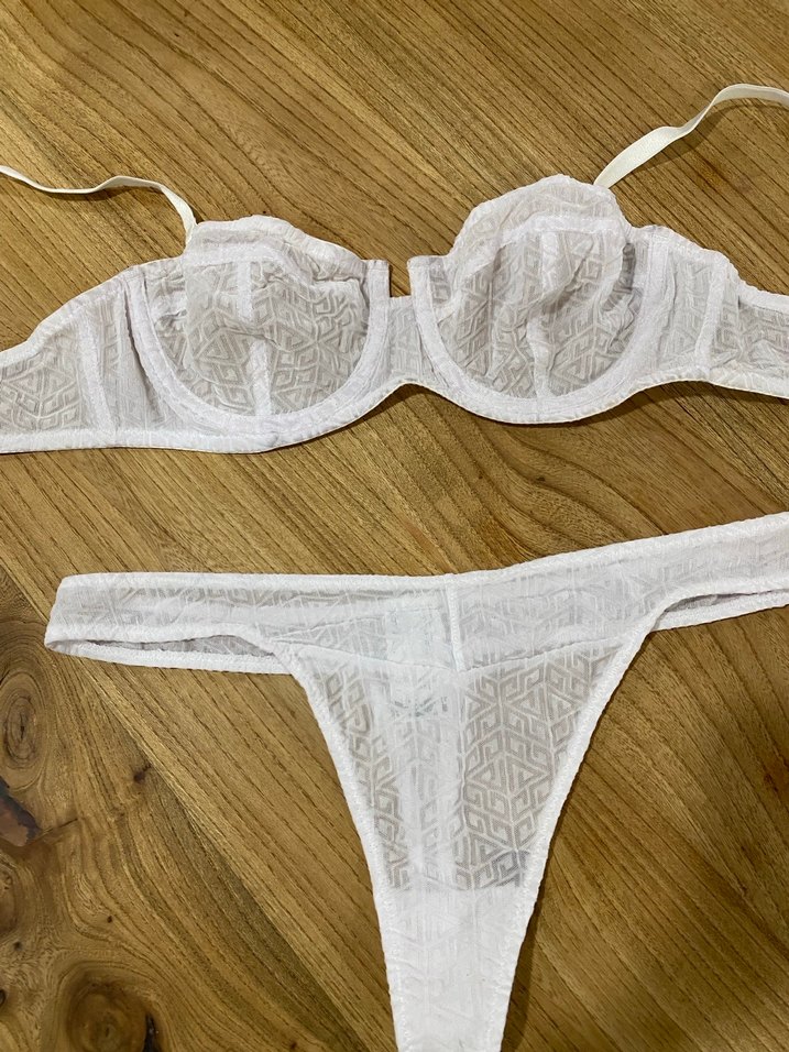 Beyaz Bohem Minimalist Sütyen ve Külot Takımı - Görsel 2