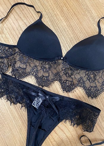 Siyah Dantelli Mini Bohem Sütyen Takımı - Görsel 6