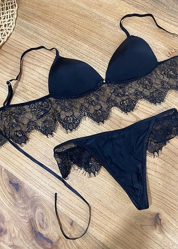 Siyah Dantelli Mini Bohem Sütyen Takımı - Görsel 3