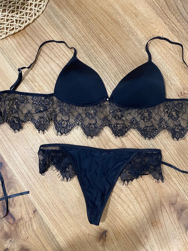Siyah Dantelli Mini Bohem Sütyen Takımı - Görsel 2