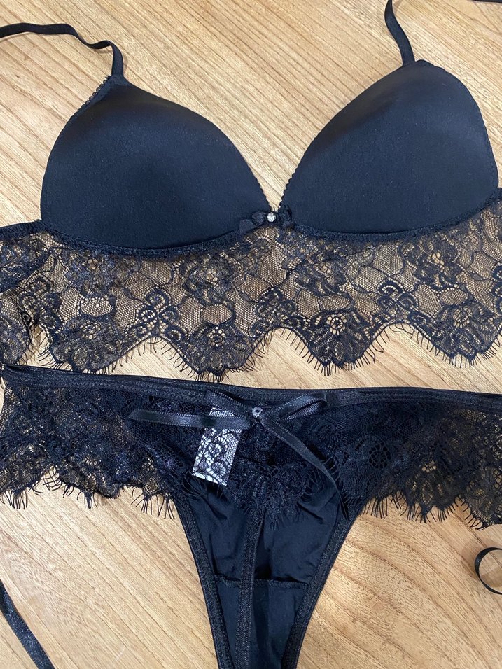 Siyah Dantelli Mini Bohem Sütyen Takımı - Görsel 5