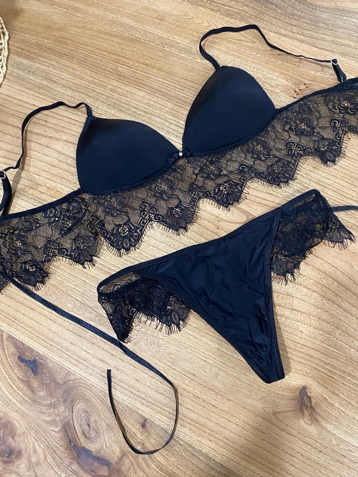 Siyah Dantelli Mini Bohem Sütyen Takımı - Görsel 4