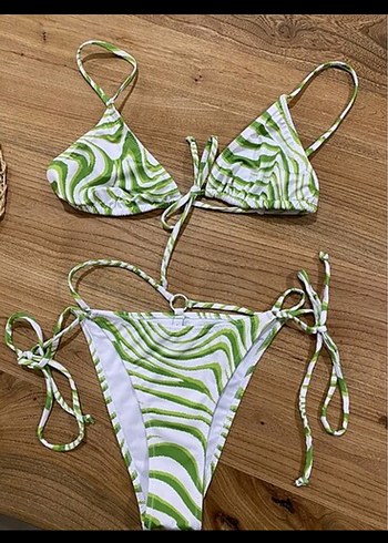 Asos Yeşil Zebra Desenli Bohem Bikini