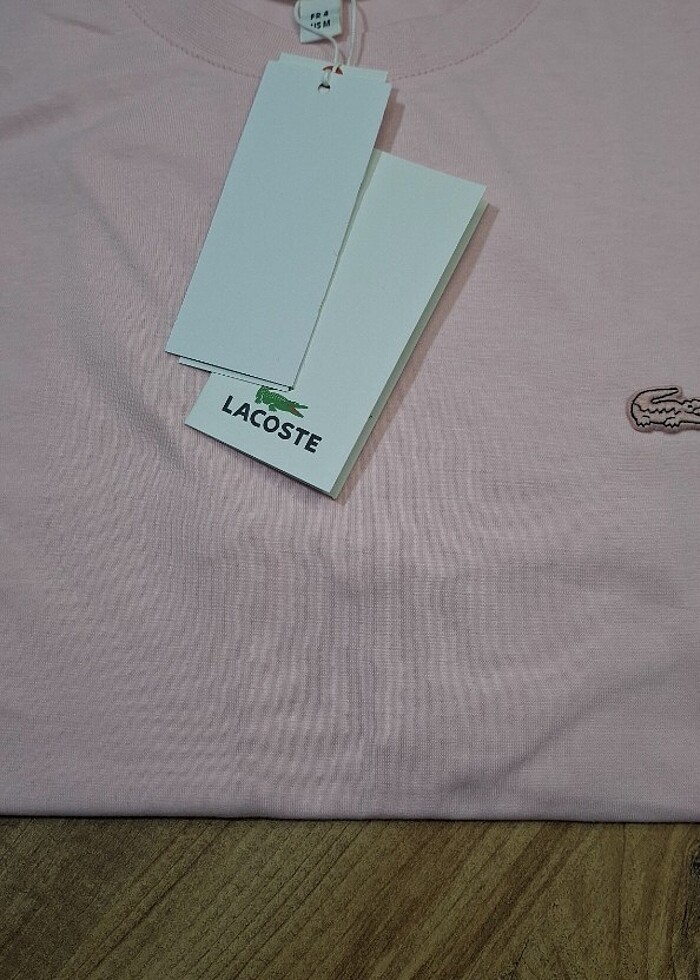 Pembe lacoste tshirt - Görsel 3