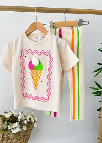 Dondurma Baskılı Pamuklu takım - Görsel 3