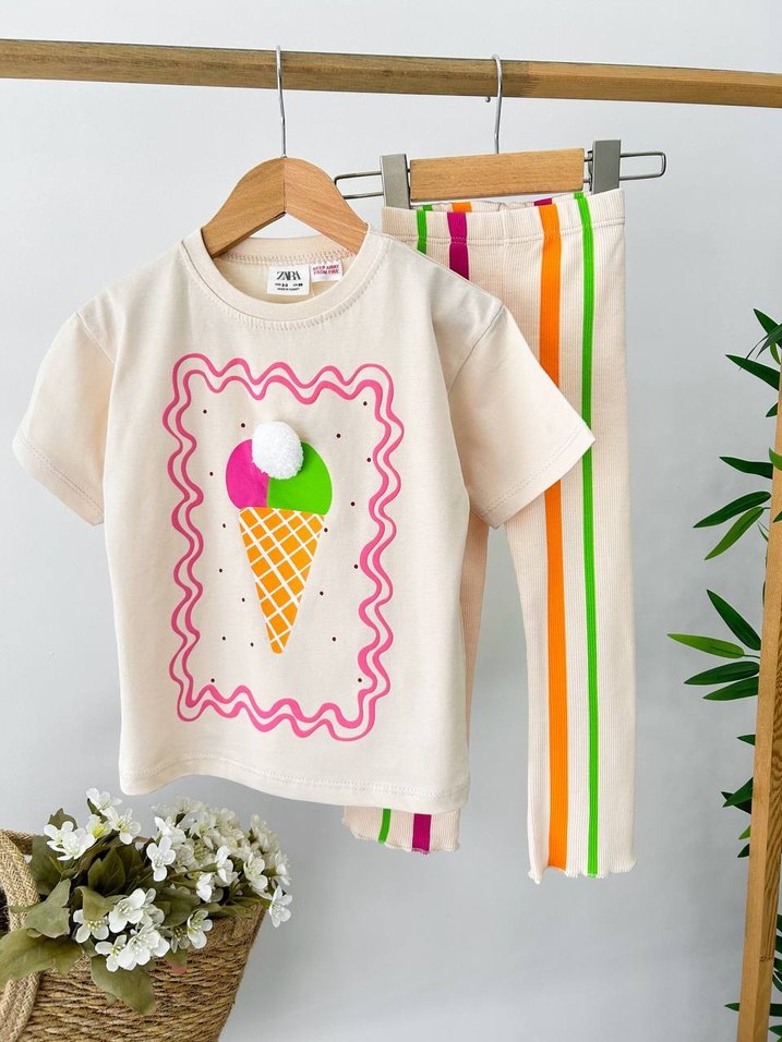 Dondurma Baskılı Pamuklu takım - Görsel 3