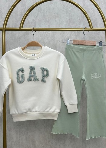 5 Yaş Beden beyaz Renk Gap Sweatshirt ve Mint Eşofman Takımı