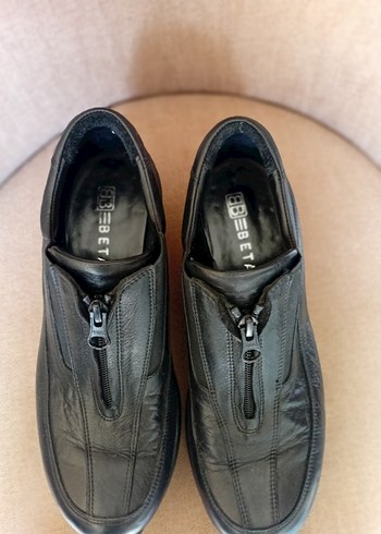Beta Sik Siyah Deri Slip On Ayakkabi