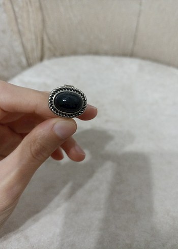 Düğmeli Siyah Minimalist Kadın Yüzük
