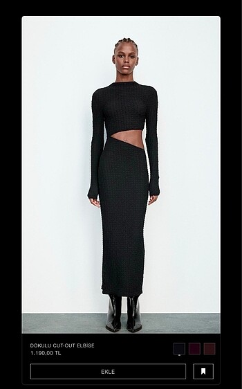 Zara Zara dokulu cut-out siyah elbise