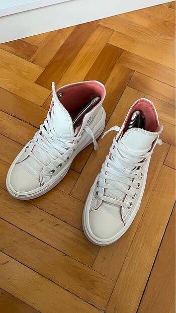 36 Beden Beyaz Platform Taban Deri Converse