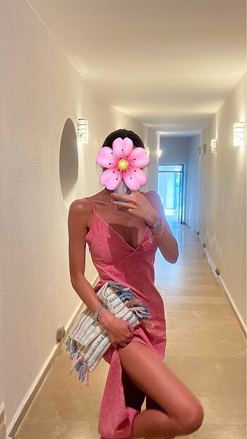 YARGICI Boncuk Detaylı Keten Elbise