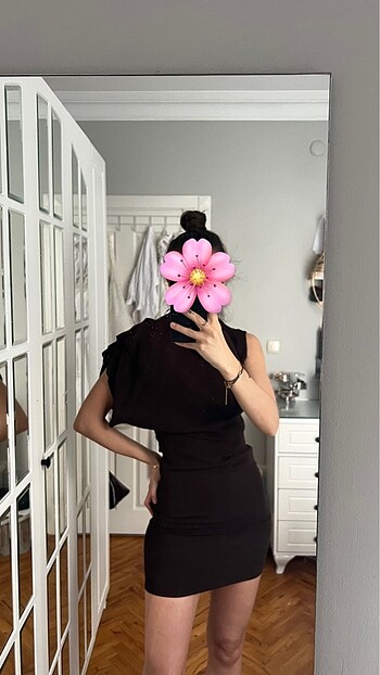 xs Beden ZARA Kahverengi Drapeli Elbise