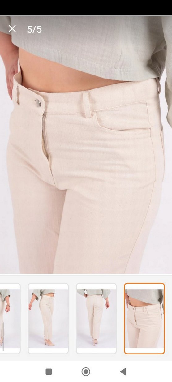 Bej Normal Boy Kadın  keten Pantolon - Görsel 5