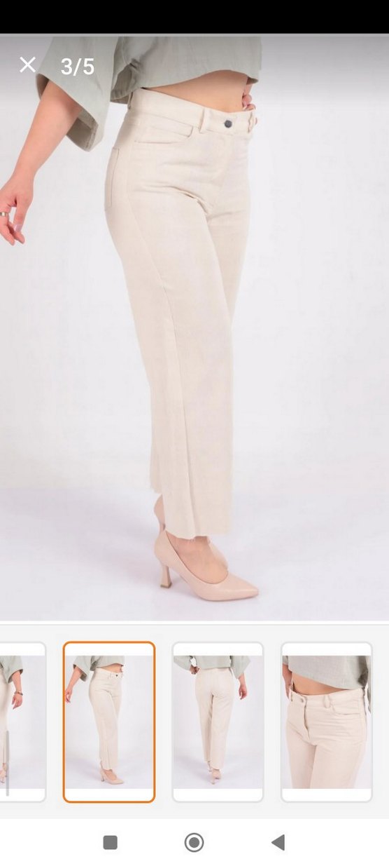 Bej Normal Boy Kadın  keten Pantolon - Görsel 3