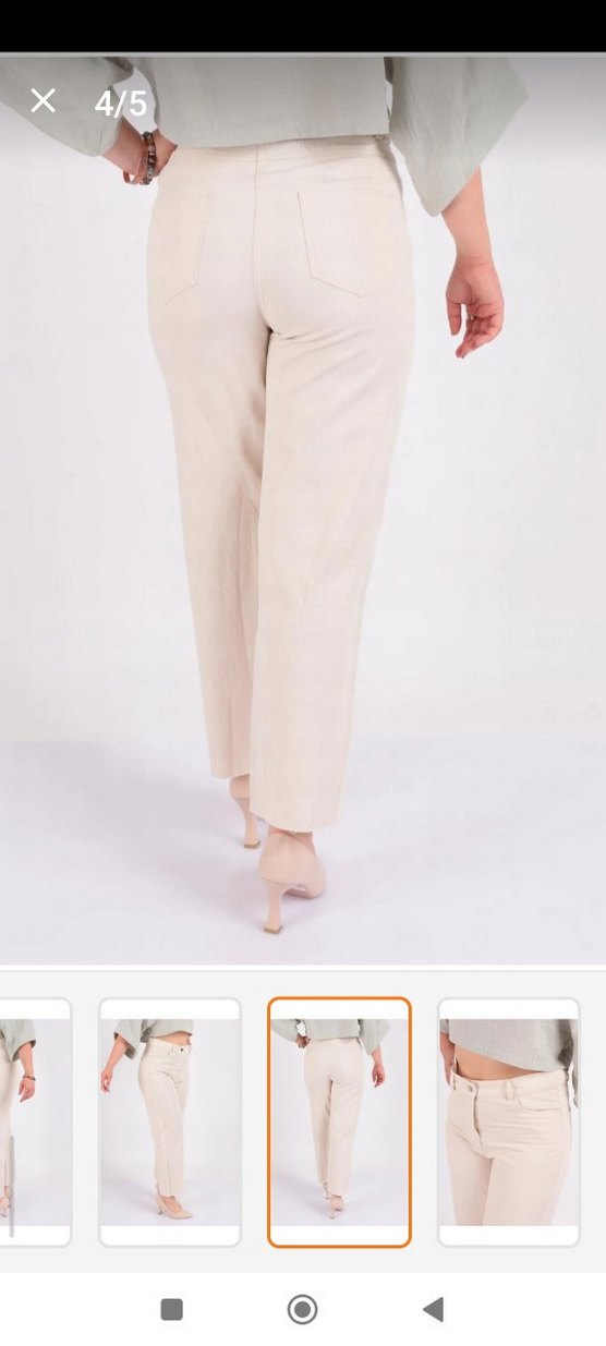 Bej Normal Boy Kadın  keten Pantolon - Görsel 4