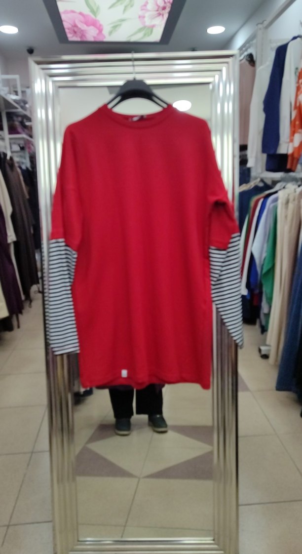 kol çizgili geniş kalıp tunik ceylan otantik - Görsel 2