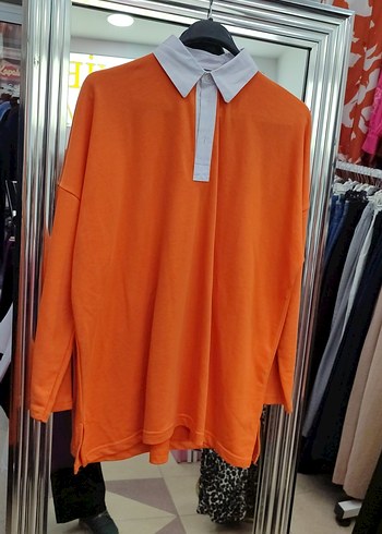 portakal rengi Oversize Polo Tişört mycity - Görsel 3