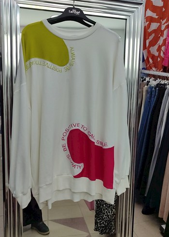 Beyaz Baskılı Uzun Kollu Salaş Sweatshirt levidor - Görsel 3