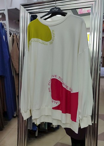 Beyaz Baskılı Uzun Kollu Salaş Sweatshirt levidor - Görsel 2