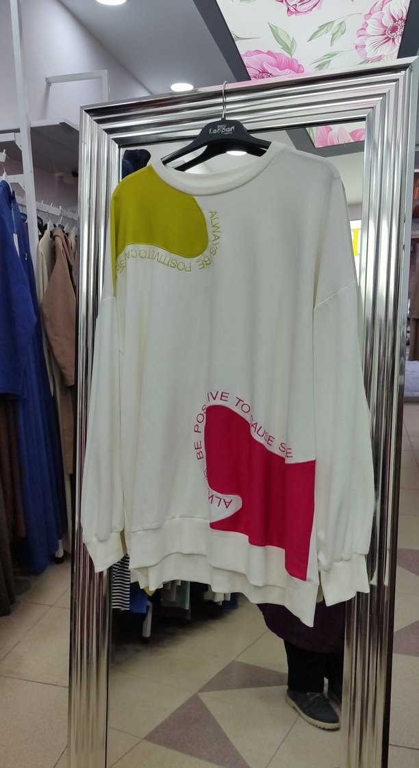 Beyaz Baskılı Uzun Kollu Salaş Sweatshirt levidor - Görsel 2