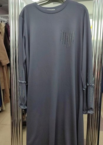 Uzun Kollu Zincir Detaylı Gri Tunik simAy - Görsel 2