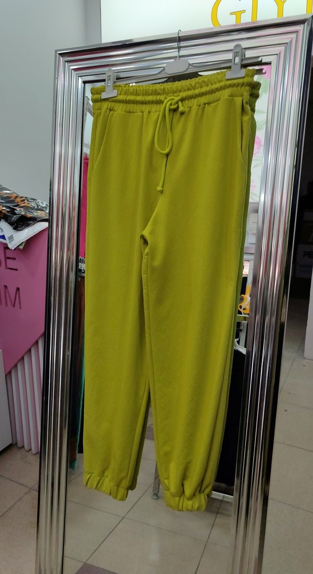 Kadın Yeşil Rahat Kesim bilek lastikli Pantolon levidor - Görsel 3