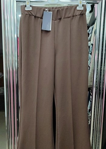 toprak rengi İspanyol paça yüksek bel eşofman altı levidor - Görsel 3