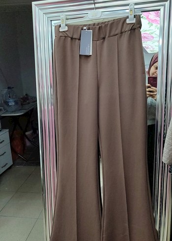 toprak rengi İspanyol paça yüksek bel eşofman altı levidor - Görsel 4