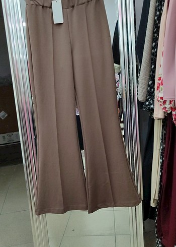 toprak rengi İspanyol paça yüksek bel eşofman altı levidor - Görsel 2