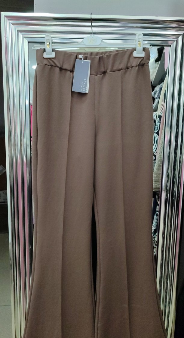 toprak rengi İspanyol paça yüksek bel eşofman altı levidor - Görsel 3