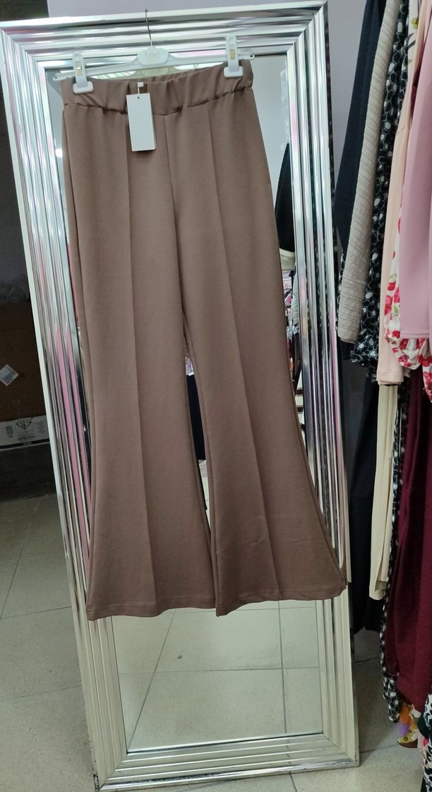 toprak rengi İspanyol paça yüksek bel eşofman altı levidor - Görsel 2