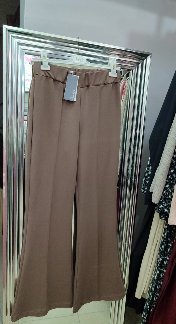 toprak rengi İspanyol paça yüksek bel eşofman altı levidor - Görsel 5