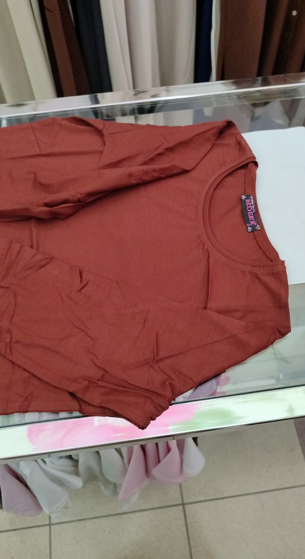 açık kahverengi Uzun Kollu Basic Kadın badi ledeka - Görsel 4